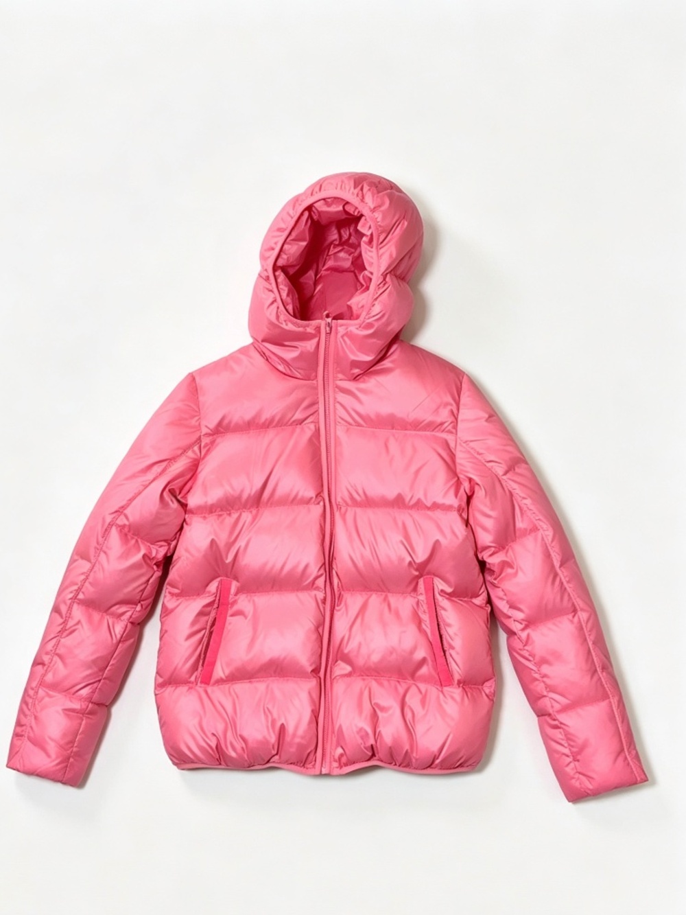 Neon Pink Cropped Puffer Jacket Fleece Lined Girls Size 14 Winter